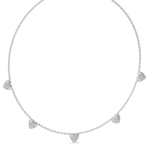1/2 CT. Graceful Heart Shapes Round Natural Diamond by the yard Necklace