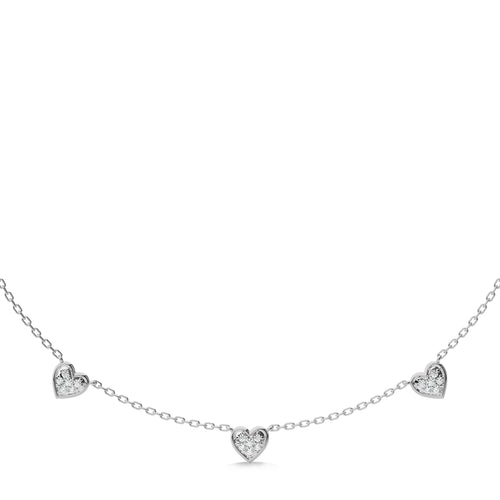 1/2 CT. Graceful Heart Shapes Round Lab Created Diamond by the yard Necklace