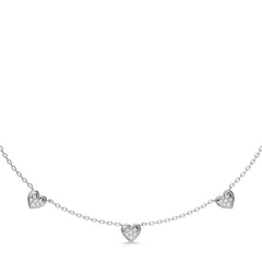 1/2 CT. Graceful Heart Shapes Round Lab Created Diamond by the yard Necklace