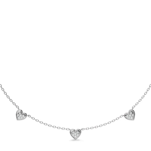 1/2 CT. Graceful Heart Shapes Round Lab Created Diamond by the yard Necklace