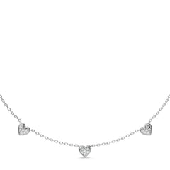 1/2 CT. Graceful Heart Shapes Round Natural Diamond by the yard Necklace