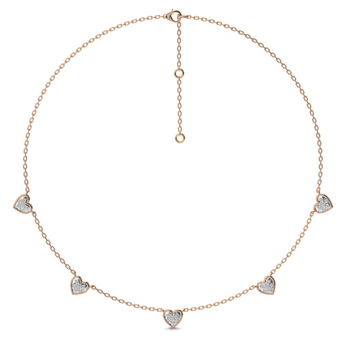 1/2 CT. Graceful Heart Shapes Round Natural Diamond by the yard Necklace
