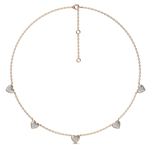 1/2 CT. Graceful Heart Shapes Round Lab Created Diamond by the yard Necklace