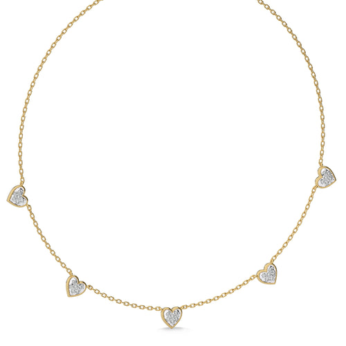 1/2 CT. Graceful Heart Shapes Round Lab Created Diamond by the yard Necklace