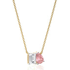 4 1/2 CT. Pink Pear and Emerald Toi et Moi Lab Created Diamond Pendant Necklace