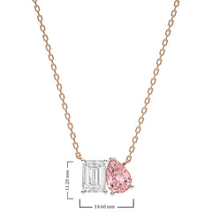 Styalist 4 1/2 CT. Pink Pear and Emerald Toi et Moi Lab Created Diamond Pendant Necklace