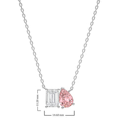 4 1/2 CT. Pink Pear and Emerald Toi et Moi Lab Created Diamond Pendant Necklace