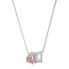 Stylist 4 1/2 CT. Pink Pear and Emerald Toi et Moi Lab Created Diamond Pendant Necklace