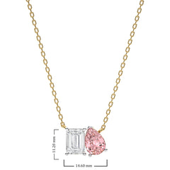 4 1/2 CT. Pink Pear and Emerald Toi et Moi Lab Created Diamond Pendant Necklace