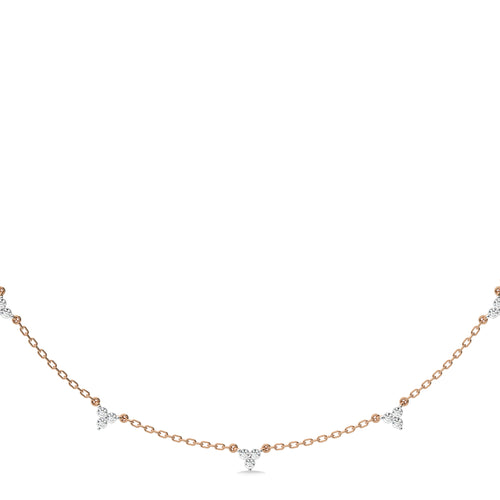 1 CT. Noble Trio Round Natural Diamond Station Necklace