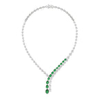 Pear Emerald and Natural Diamond Double Stranded Necklace