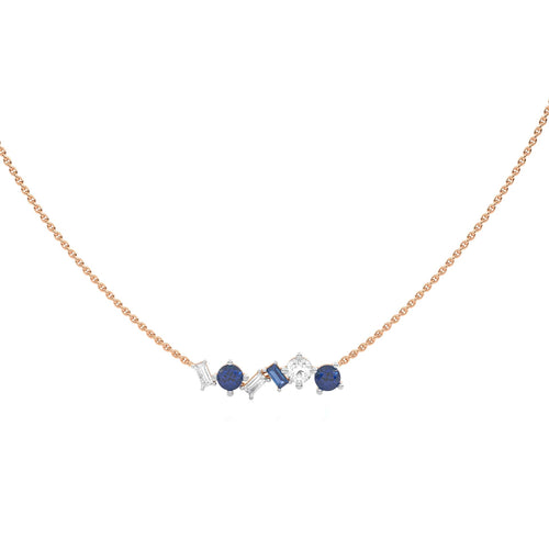 Azure Radiance Natural Diamond and Blue Sapphire Cocktail Necklace