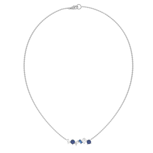 Azure Radiance Natural Diamond and Blue Sapphire Cocktail Necklace