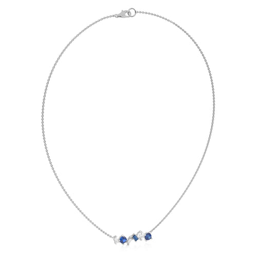 Azure Radiance Natural Diamond and Blue Sapphire Cocktail Necklace