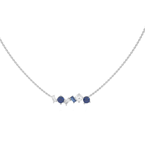 Azure Radiance Natural Diamond and Blue Sapphire Cocktail Necklace