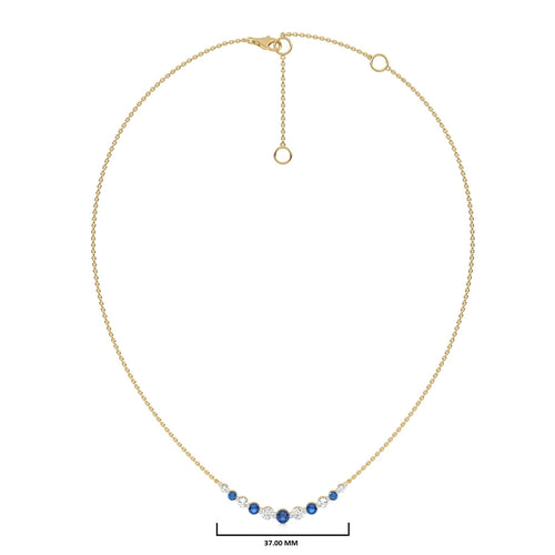 1 CT. Round Natural Diamond and Blue Sapphire Graduated Necklace