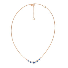 1 CT. Round Natural Diamond and Blue Sapphire Graduated Necklace