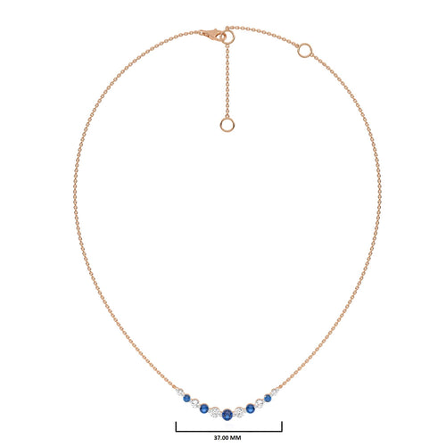 1 CT. Round Natural Diamond and Blue Sapphire Graduated Necklace