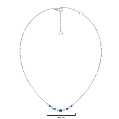 1 CT. Round Natural Diamond and Blue Sapphire Graduated Necklace