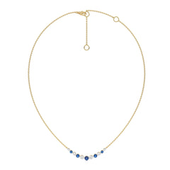 1 CT. Round Natural Diamond and Blue Sapphire Graduated Necklace