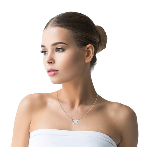 1/2 CT. Round Lab Created Diamond Star Pendant Necklace