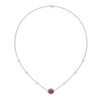 Scarlet Grace Round Natural Diamond and Ruby Station Necklace