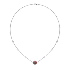 Scarlet Grace Round Natural Diamond and Ruby Station Necklace