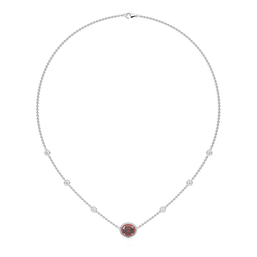 Scarlet Grace Round Natural Diamond and Ruby Station Necklace