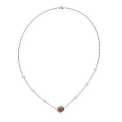 Scarlet Grace Round Natural Diamond and Ruby Station Necklace