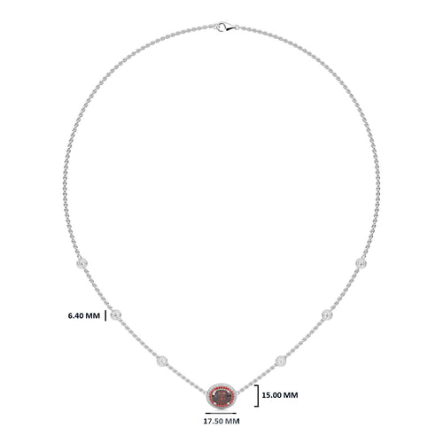 Scarlet Grace Round Natural Diamond and Ruby Station Necklace