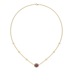 Scarlet Grace Round Natural Diamond and Ruby Station Necklace