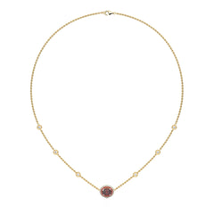 Scarlet Grace Round Natural Diamond and Ruby Station Necklace