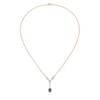 Ocean Bloom Round Natural Diamond and Pear Blue Sapphire Pendant Necklace