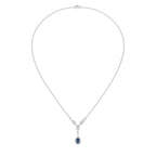 Ocean Bloom Round Natural Diamond and Pear Blue Sapphire Pendant Necklace