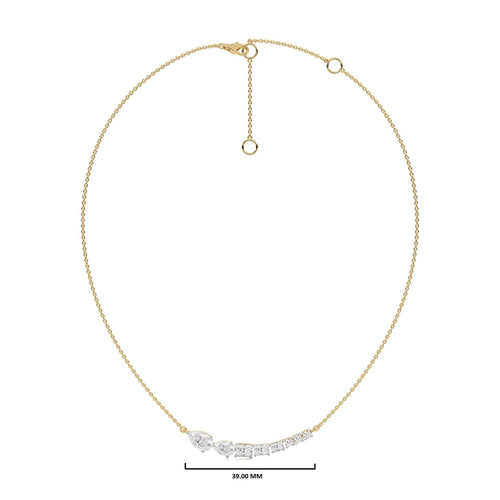 2 1/4 CT. Multi Shape Natural Diamond Curved Bar Necklace