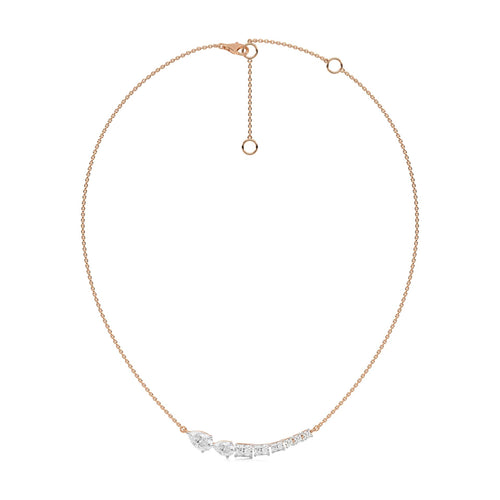 2 1/4 CT. Multi Shape Lab Created Diamond Curved Bar Necklace
