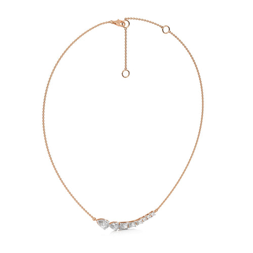 2 1/4 CT. Multi Shape Lab Created Diamond Curved Bar Necklace