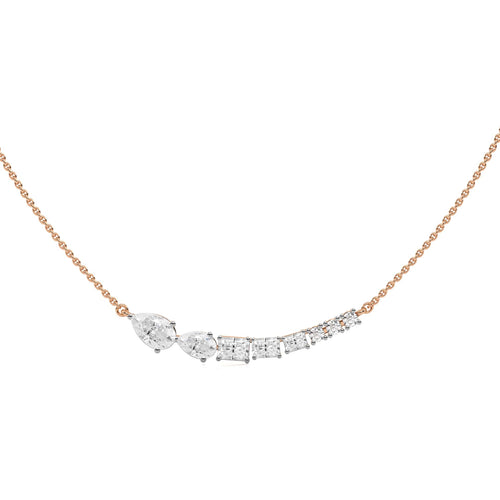 2 1/4 CT. Multi Shape Natural Diamond Curved Bar Necklace