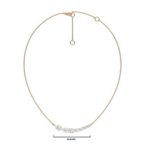 2 1/4 CT. Multi Shape Lab Created Diamond Curved Bar Necklace