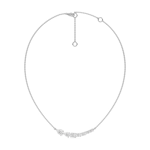 2 1/4 CT. Multi Shape Natural Diamond Curved Bar Necklace