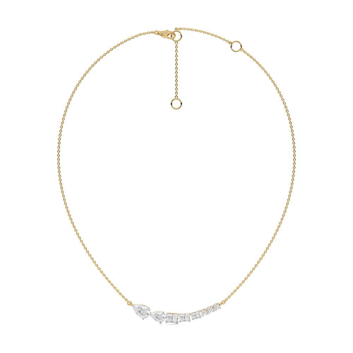 2 1/4 CT. Multi Shape Natural Diamond Curved Bar Necklace