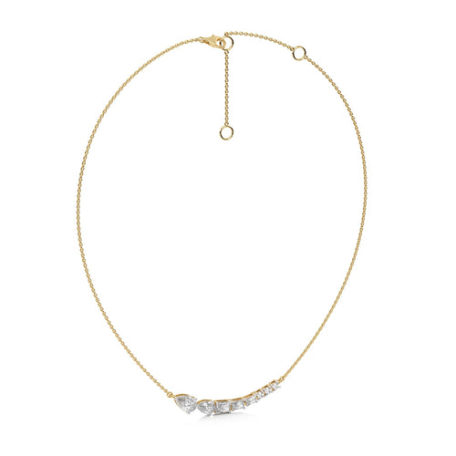 2 1/4 CT. Multi Shape Lab Created Diamond Curved Bar Necklace