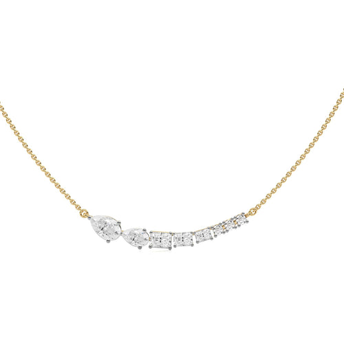 2 1/4 CT. Multi Shape Natural Diamond Curved Bar Necklace