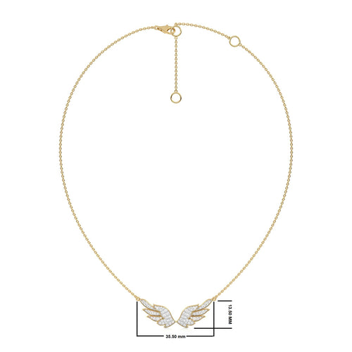 5/8 CT. Round Natural Diamond Angel Wings Pendant Necklace