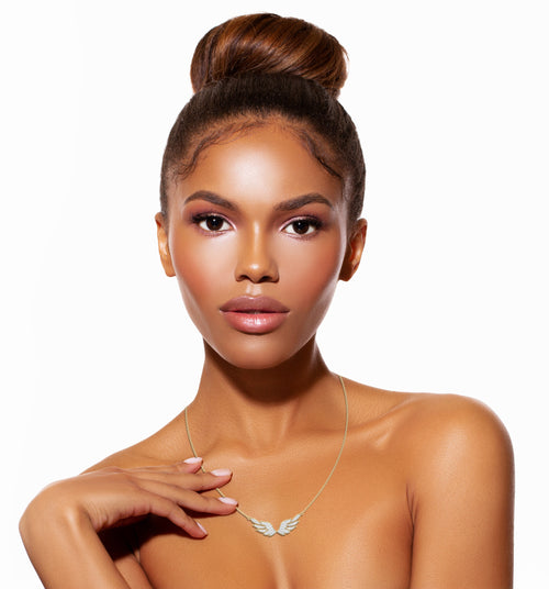 5/8 CT. Round Lab Created Diamond Angel Wings Pendant Necklace