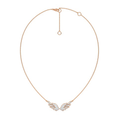 5/8 CT. Round Natural Diamond Angel Wings Pendant Necklace