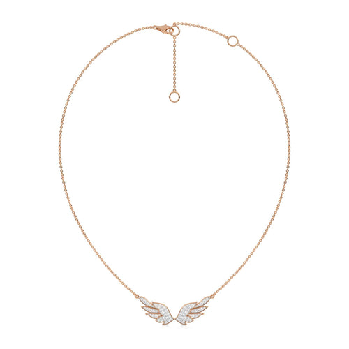 5/8 CT. Round Natural Diamond Angel Wings Pendant Necklace