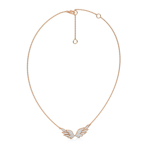 5/8 CT. Round Lab Created Diamond Angel Wings Pendant Necklace