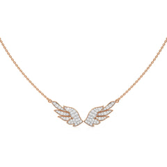 5/8 CT. Round Natural Diamond Angel Wings Pendant Necklace