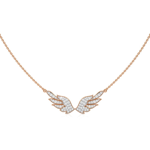 5/8 CT. Round Lab Created Diamond Angel Wings Pendant Necklace